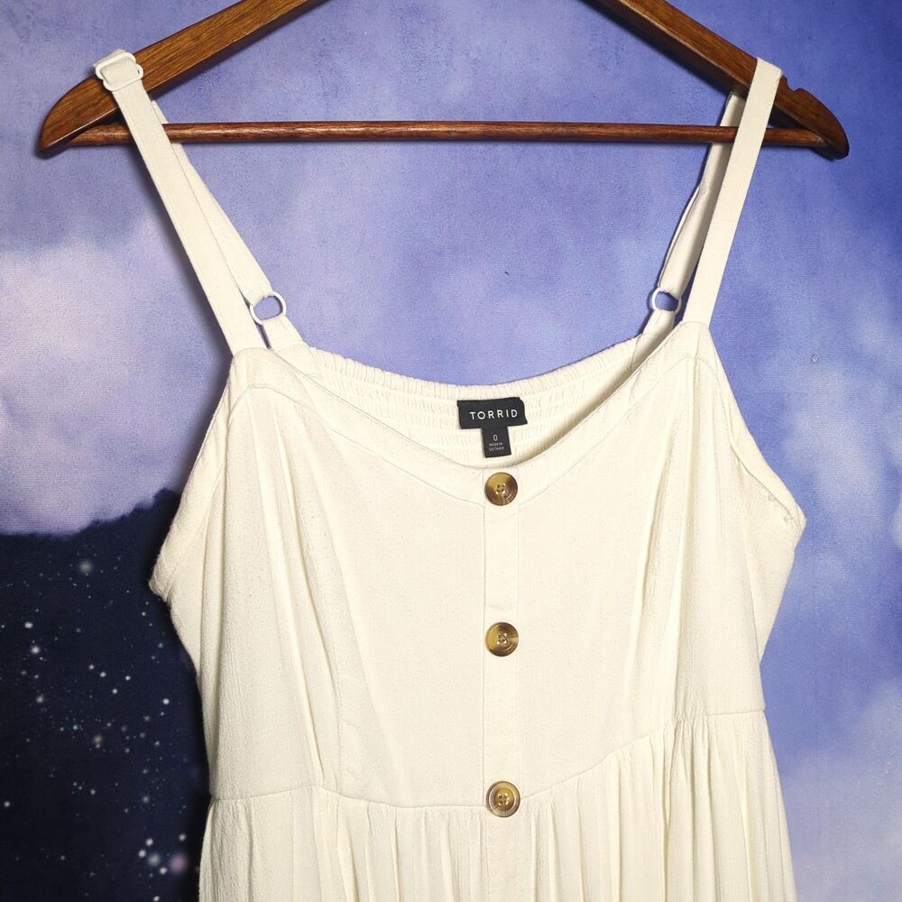 Torrid Babydoll Dress Plus Size 0 Ivory Cottage Minimalist Vacation Summer Fairy - Picture 2 of 11